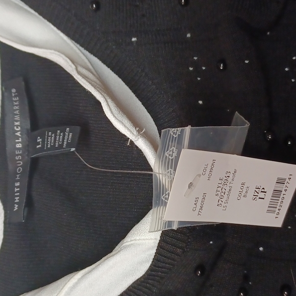 Whitehouse black market LP studded new with tags black sweater with white - Picture 4 of 6